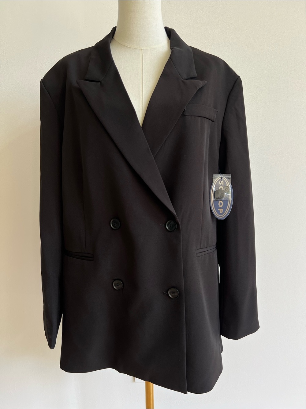 SCOOP Women’s Large (12-14) Black Double Breasted Blazer Oversized Crepe Career